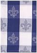 100% Cotton Fleur-de-Lis Jacquard Check Dishtowel, Navy 18" X 28" Set / 6