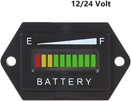 Aaamy 12/24 Volt LED Battery Indicator Charge Status Power Monitor Meter Gauge Golf Cart Club Car EZGO for Lead-acid Battery Hex