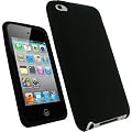 igadgitz Silikon Schutzh�lle H�lle Tasche Etui Case Skin in Schwarz f�r iPod Touch 4G 4. Gen Generation  8gb 32gb & 64gb + Display Schutzfolie