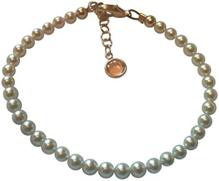 BBEmerald Elegant White Swarovski Baby Pearl Bracelet, Extra Small