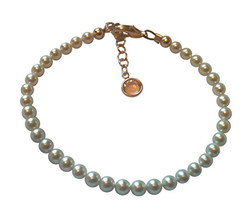 BBEmerald Elegant White Swarovski Adult Pearl Bracelet Large