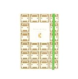 Orla Kiely Car Notebook with Travel Stickers, 5.75 x 8.125 Inches, 128 Pages - 64 Ruled, 32 Graph, 32 Blank, Brown (19453)