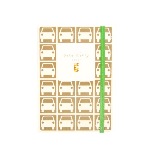 Orla Kiely Car Notebook with Travel Stickers - 5.75 x 8.125 Inches - 128 Pages - 64 Ruled - 32 Graph - 32 Blank - Brown (19453)