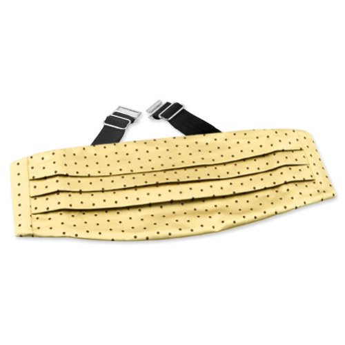 Men's Silk Cummerbund by Principessa in Yellow with Brown Dots