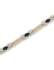10kt Yellow Gold Oval Blue Sapphire and Diamond Bracelet