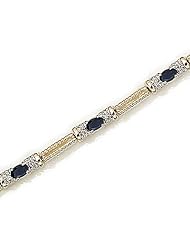 14kt Yellow Gold Oval Blue Sapphire and Diamond Bracelet