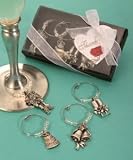 PEWTER WEDDING WINE CHARM SET, Quantity of 12 pc,