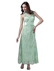 A-line Ankle Length Natural   Waistline Lace-Up Halter Bridesmaid Dress 