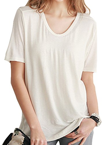 ELPIS レディース コットン ゆる Tシャツ 5分袖 Vネック 大人 カジュアル きれいめ トレンド 全8色