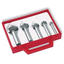 Magafor 434 Series Cobalt Steel Single-End Countersink Set, Uncoated (Bright) Finish, 3 Flutes, 82 Degrees, Round Shank (5 Piece Set)