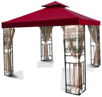 New MTN Gearsmith 10'x10' Two Tier Replacement Garden Gazebo Canopy Top with Scallop Edge Sun Shade - Burgundy