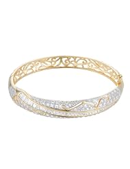 18k Gold Over Sterling Silver Multi-Cut Cubic Zirconia Bangle Bracelet