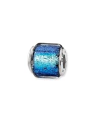 Blue Hued Dichroic Handmade Glass Charm for 3mm Charm Bracelets