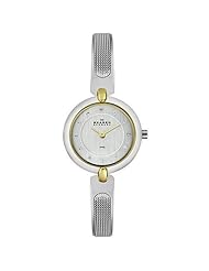 Skagen Womens 354SGSC Steel Collection Crystal Accented Mesh Two Tone Stainless Steel Bracelet Watch