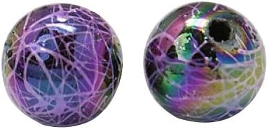 Pandahall 100pcs DarkOrchid 10mm Drawbench Acrylic Round Beads For DIY and Bracelets, AB Color