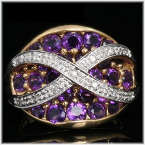 41pe49RwlLL 14K Yellow Gold Amethyst Diamond Estate Ring