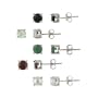 Sterling Silver 5mm Round Genuine Ruby, Sapphire, Emerald, Opal and Pearl Stud Earrings Set