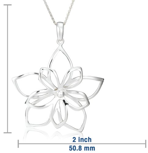Sterling Silver Open Double Flower Pendant, 16" - 18"
