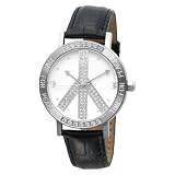 Love Peace and Hope Midsize LPE104 Time for Peace Black Crystal Accented Watch
