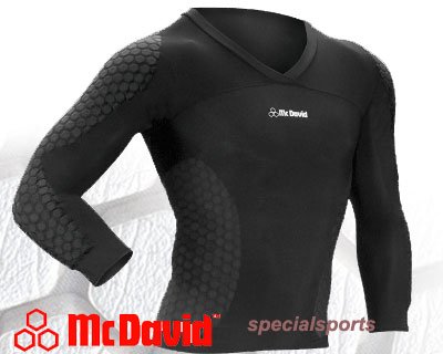 McDavid HEXPAD Kompressionsshirt Torhüter-Trikot, Langarm mit Pippenschutz, 7730, schwarz, Gr. L