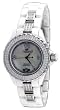 Oniss #ON8891-L Women's Stainless Steel Trim Crystal Accented White Ceramic Watch