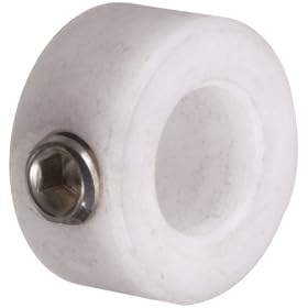 Climax NC-025 Shaft Collar, Nylon, One Piece, Set Screw Style, 1/4" ID, 5/8" OD, 0.375" Wide, With 10-32 x 1/8 Set Screw