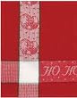 Waffle Weave 100% Cotton Santa Christmas Dishtowel Red 18" X 28" Set / 6