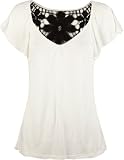 FULL TILT Contrast Flowers Womens Top