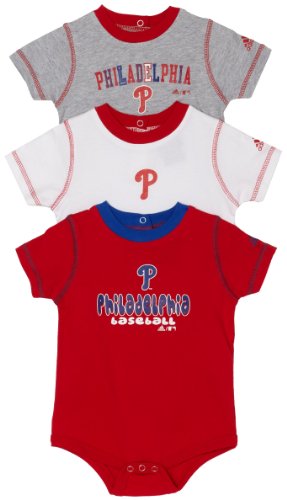 MLB Unisex Infant/Toddler Philadelphia Phillies 3-Piece Body Suit Set, White/Ash, Medium (18m)