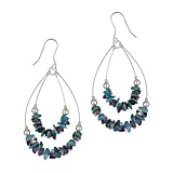 Sterling Silver Turquoise and Amethyst Chip Double Swing Drop French Wire Earrings