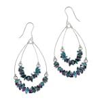 Sterling Silver Turquoise and Amethyst Chip Double Swing Drop French Wire Earrings