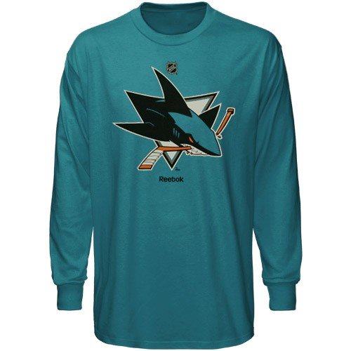 Reebok San Jose Sharks Teal Primary Logo Long Sleeve T-shirt (X-Large)