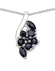 1.10 Carat Genuine Blue Sapphire Sterling Silver Pendant Necklace. 18"