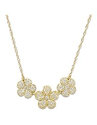 Plumeria Necklace with Diamonds in 14K Yellow Gold