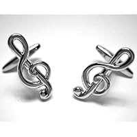 Silver Treble Clef Music Note Cufflinks w/ Gift Box