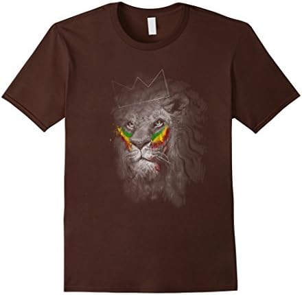 Men's Warrior Lion of Judah T Shirt Tee Brown Rasta Reggae King Large Brown