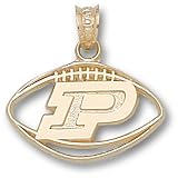 Purdue University P Pierced Football Pendant (Gold Plated)