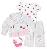 Vitamins Baby-Girls Newborn Strawberry 3 Piece Pant And Sock Set, Gray, 3 Months
