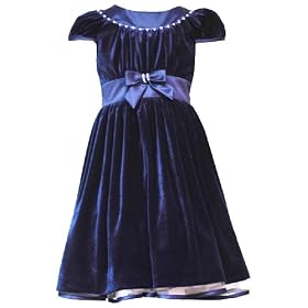 Rare Editions Girls 2-6x Satin Neckline Velvet Dress