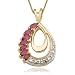 18k Yellow Gold Plated Sterling Silver Created Red and Diamond Accent Pendant, 18