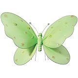 Hanging Butterfly 9" Medium Green Nylon Butterflies with Sequins and Glitter for Baby Nursery Bedroom, Girls Room Ceiling Wall D&eacute;cor, Wedding Birthday Party, Baby Bridal Shower Butterfly Decoration