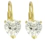 Yellow Gold Plated Sterling Silver 7 x 7mm Heart-Shaped Cubic Zirconia Lever Back Earrings