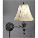 Swing arm lamp auburn finish creamy gold fabric shade
