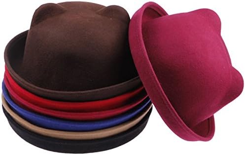 BEST OFFER!!! STOCK SALE!!! Women Lady 100% Wool Retro Cat Ear Soft Haat Derby Bowler Caap Christmas Xmas Gift