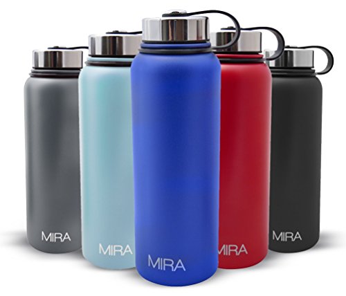 40 Oz (1200 ml) Vacuum Insulated Powder Coated Water Bottle | Double Walled Stainless Steel Travel Bottle Keeps Your Drink Hot & Cold