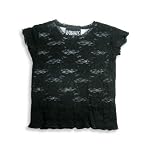 Rubbies - Girls Cap Sleeve Lace Tee, Black