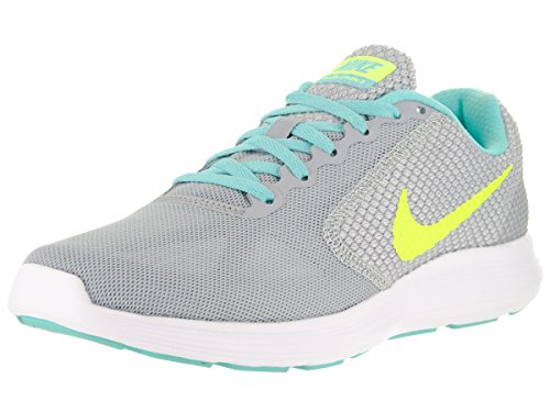 Nike Women's Revolution 3 Wolf Grey/Volt/Hyper Turq Running Shoe 8 Women US