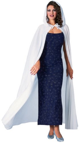 Rubies Halloween White Hooded Cape Adult One Size 56 In. Long White