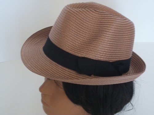 Woven fedora hat straw design fedora unisex (brown)
