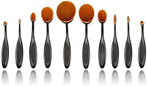 New Arriveral 10pcs/set Tooth Brush Shape Oval Makeup Brush Set Professional Foundation Powder Brush Kits
